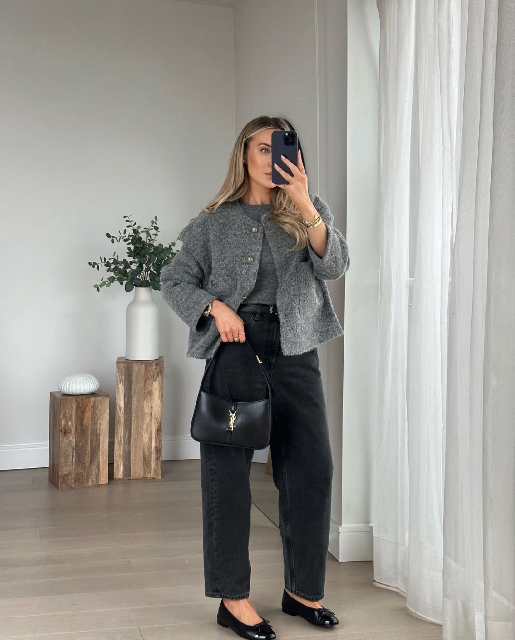 Love a monochrome grey and black outfit 🩶 smart casual look, collarless jacket with jeans

#LTKworkwear #LTKautumn