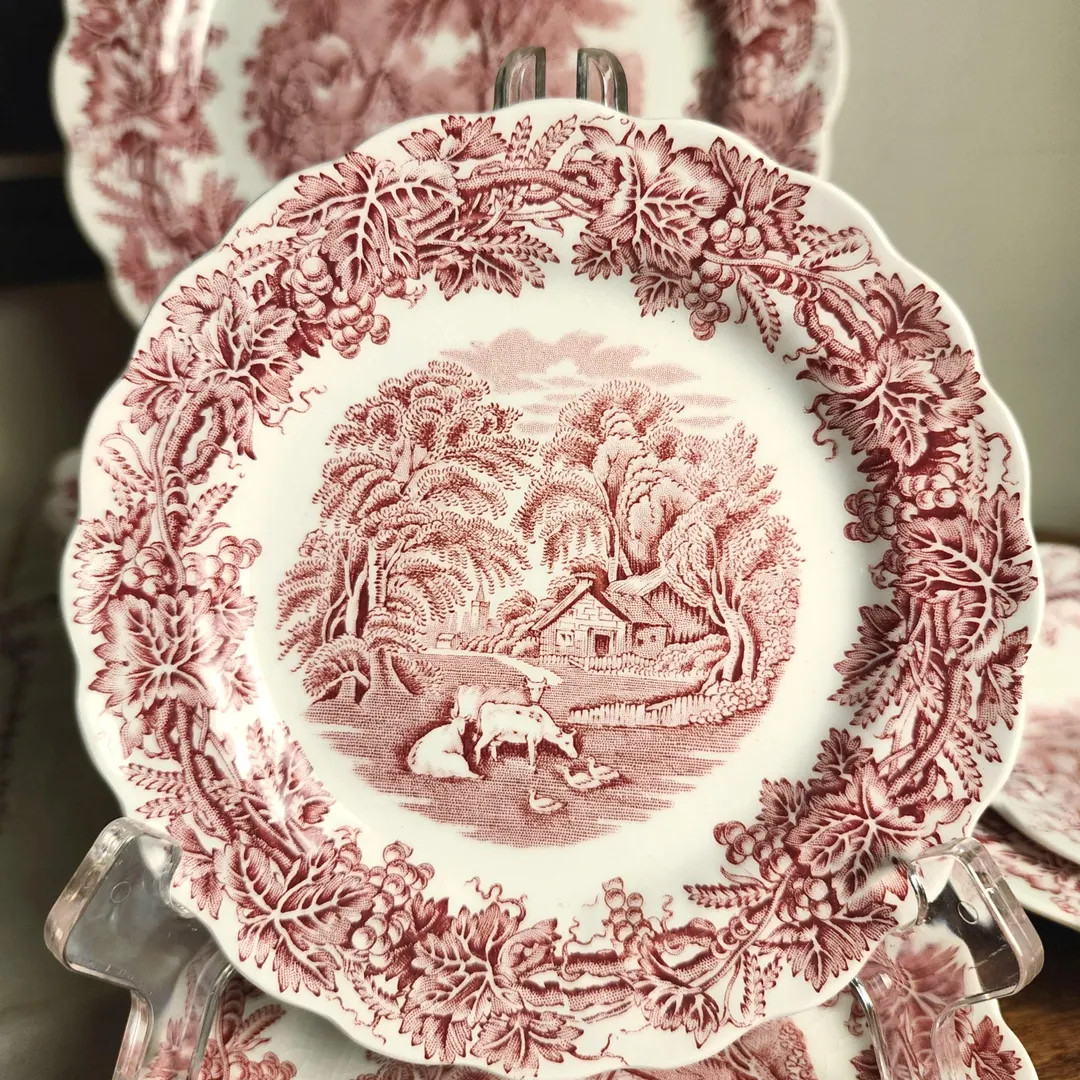 Booth "british Scenery Pink" Scalloped China Pattern A8024 | Vintage Timeless Tablewear Discontin... | Etsy (US)