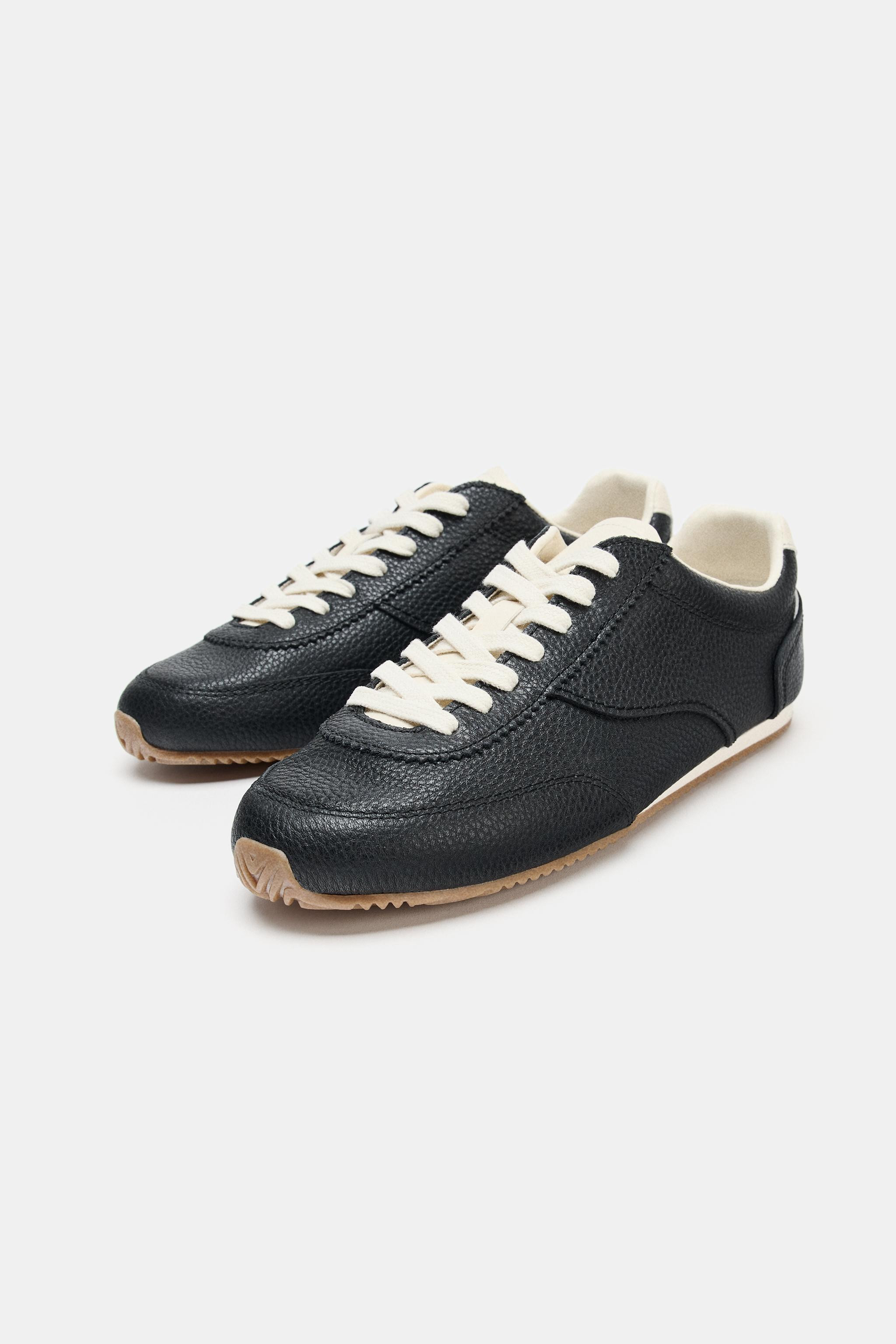 CONTRAST LEATHER SNEAKERS | Zara US