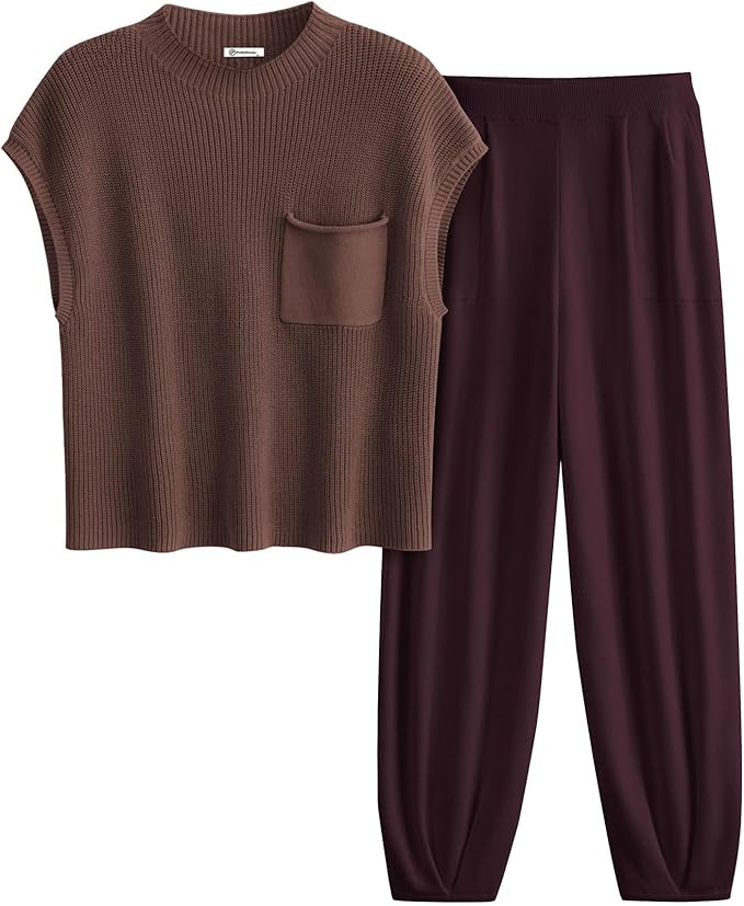 PRETTYGARDEN 2 Piece Outfits for Women Summer 2026 Knit Vest Tops Sweatpants Spring Beach Vacatio... | Amazon (US)
