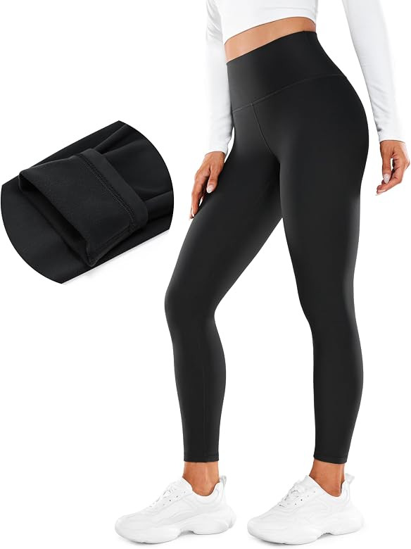 CRZ YOGA Womens Fleece Lined Soft Leggings 26.5" - High Waist Thermal Winter Warm Water Resistant... | Amazon (US)