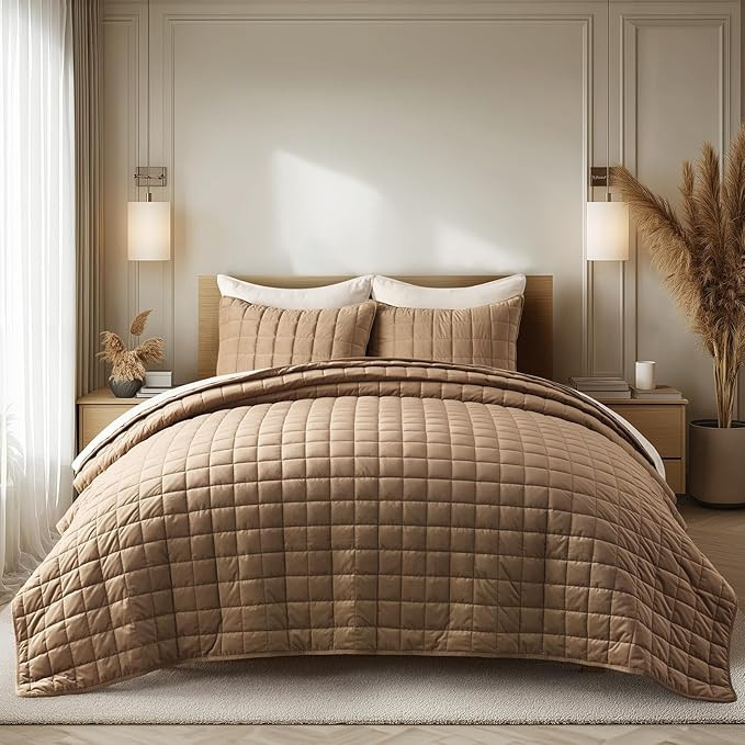 EverGrace Pearl Velvet Quilt Full Queen Size Bedding Sets, Luxurious Soft Velvet Comforter Set, L... | Amazon (US)