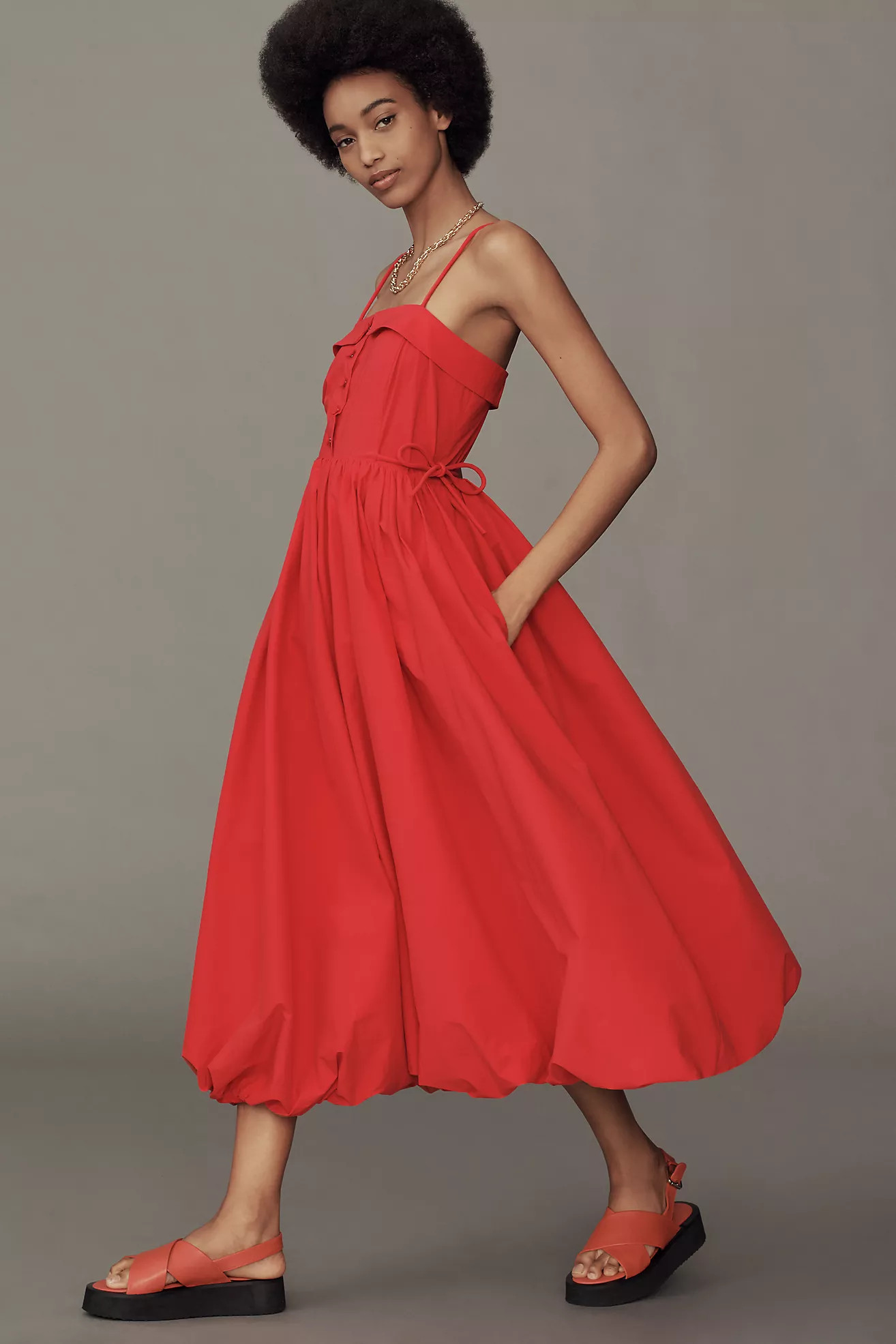 Hunter Bell Sleeveless Square-Neck Bubble Midi Dress | Anthropologie (US)