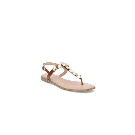 Time and Tru Women s Coin Embellished Thong Sandals | Walmart (US)