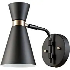 Amazon.com: Globe Electric 65855 1-Light Wall Sconce, Satin Black, Gold Accents, Wall Lighting, W... | Amazon (US)