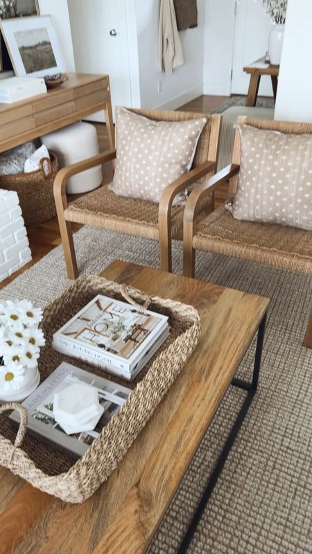 A basket perfect for a coffee table, affordable pillow covers, a cozy rug. 

Coffee table decor
Living room decor 
Home decor 

#LTKsalealert #LTKhome #LTKstyletip