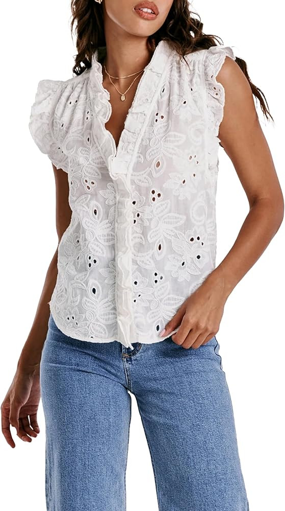 DEAR JOHN Women's Ellie Ruffle Shirt | Amazon (US)