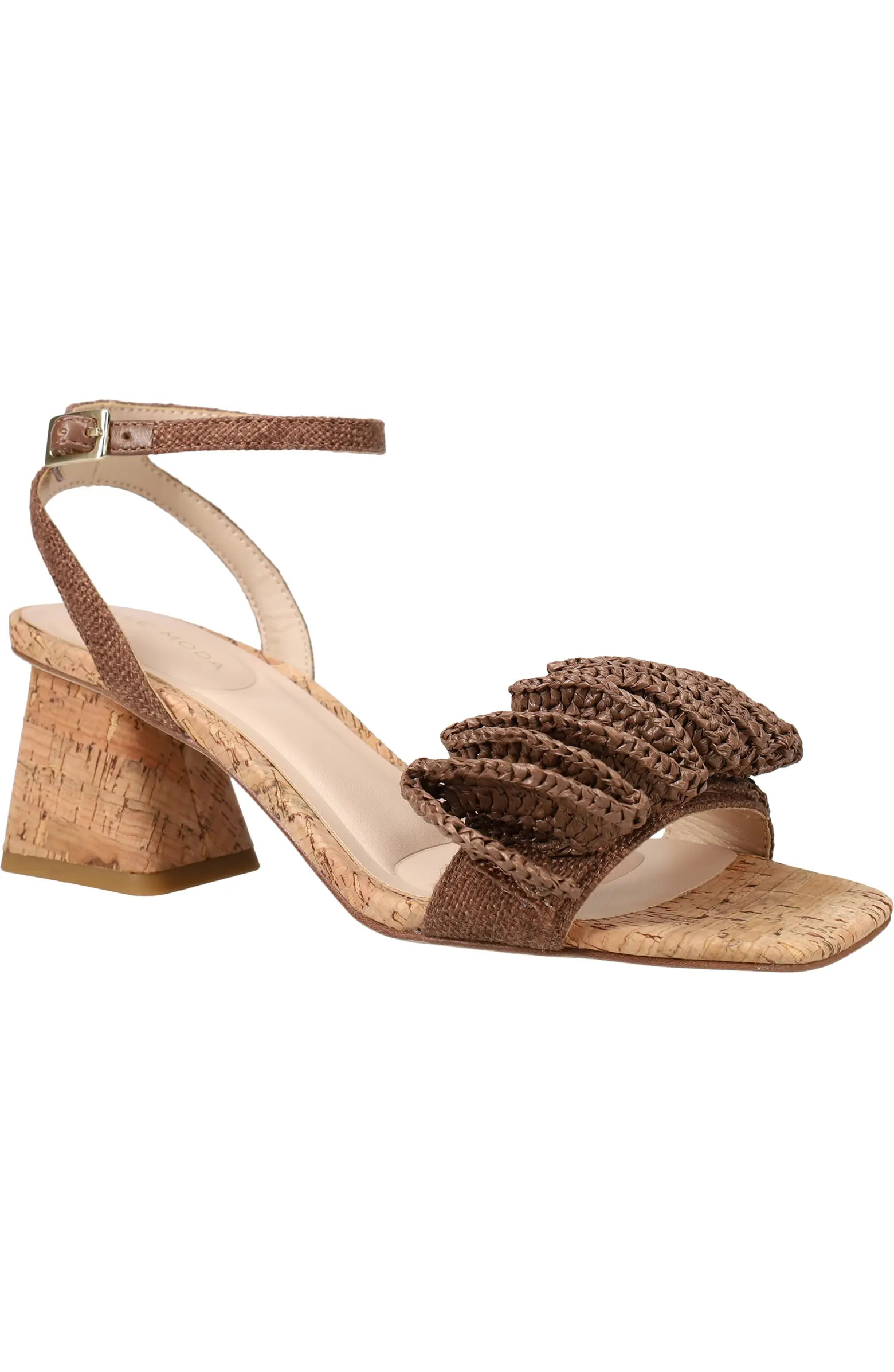Tianna Raffia Rosette Ankle Strap Sandal (Women) | Nordstrom