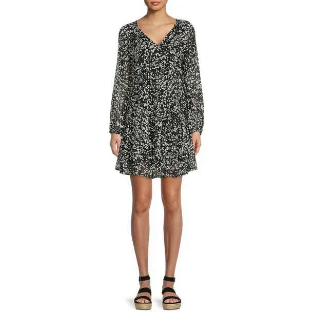 Time and Tru Women’s V-Neck Baby Doll Dress - Walmart.com | Walmart (US)