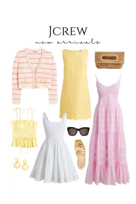 Jcrew new arrivals, scalloped dress, summer dresses, pink lady jacket cardigan yellow tops gold sandals travel vacation 

#LTKStyleTip #LTKFindsUnder50 #LTKSaleAlert