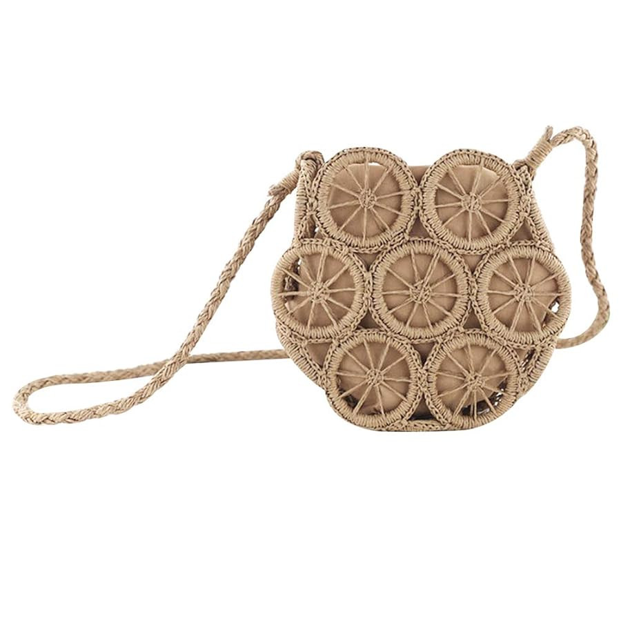 Van Caro Handwoven Cotton Straw Shoulder Bag Crochet Tassel Beach Bohemian Purse for Women | Amazon (US)