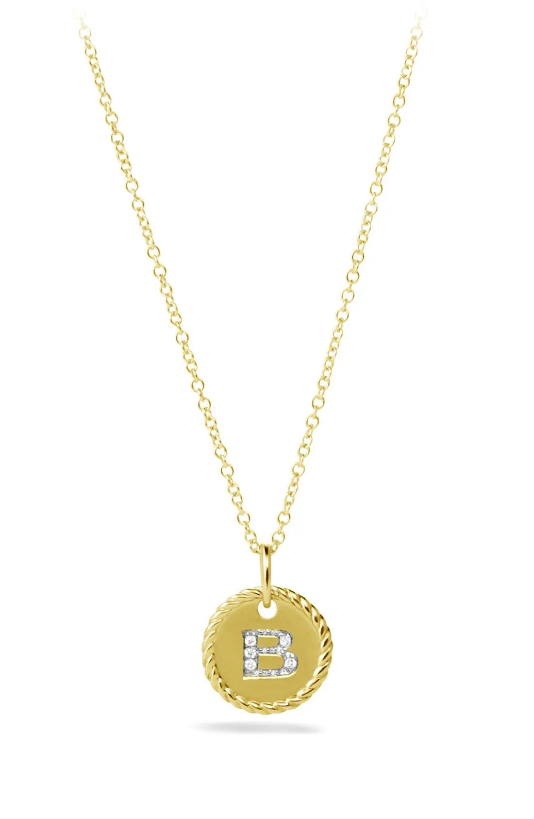 'Cable Collectibles' Initial Pendant with Diamonds in Gold on Chain | Nordstrom