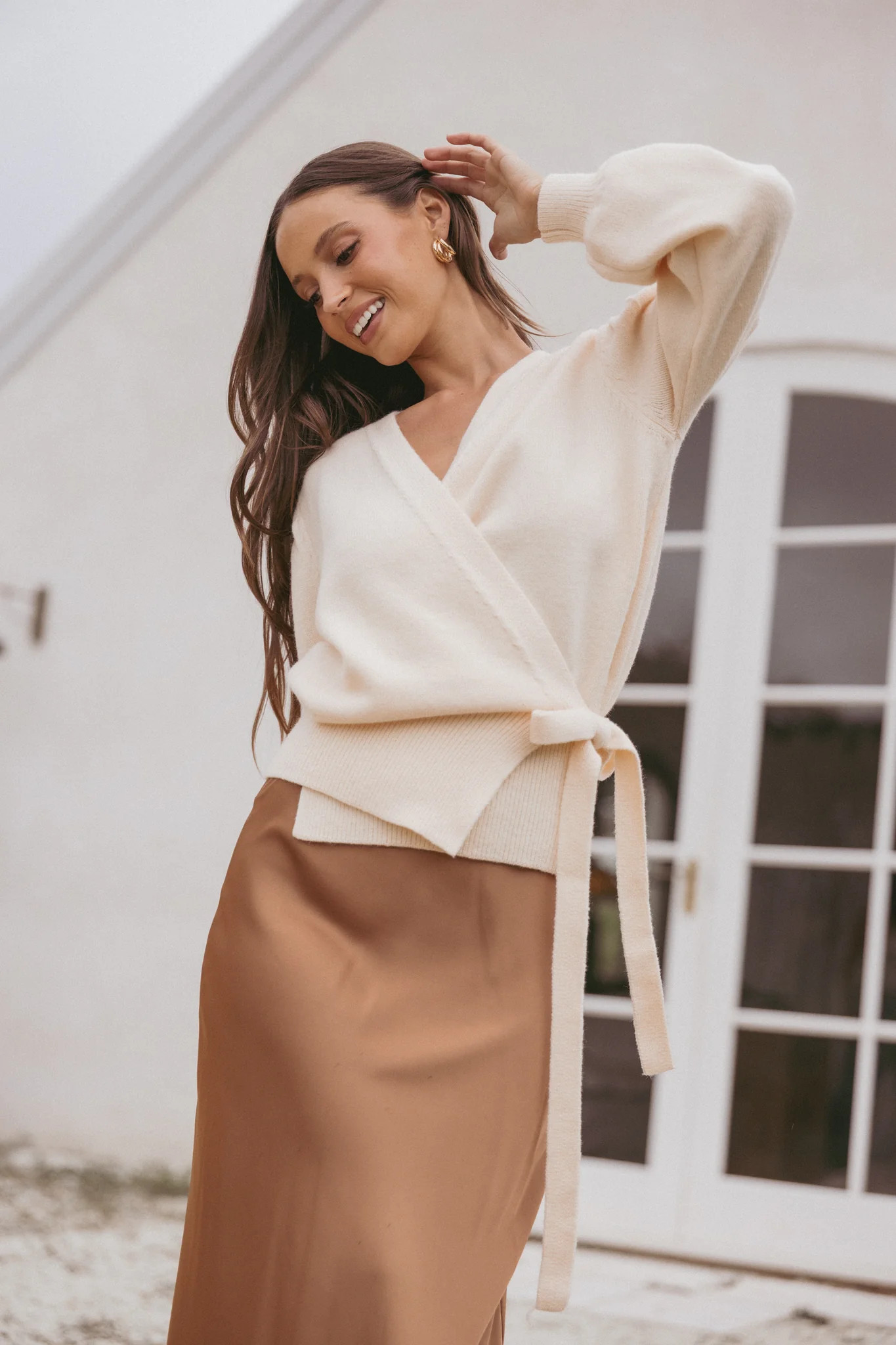 Abbey Ballet Wrap Cardigan - Cream | Petal & Pup (US)