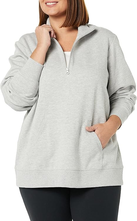 Amazon Essentials Women's Long-Sleeve Lightweight French Terry Fleece Quarter-Zip Top (Available ... | Amazon (US)