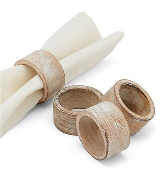Burnt Whitewash Napkin Rings, Set of 4 | Dillard's