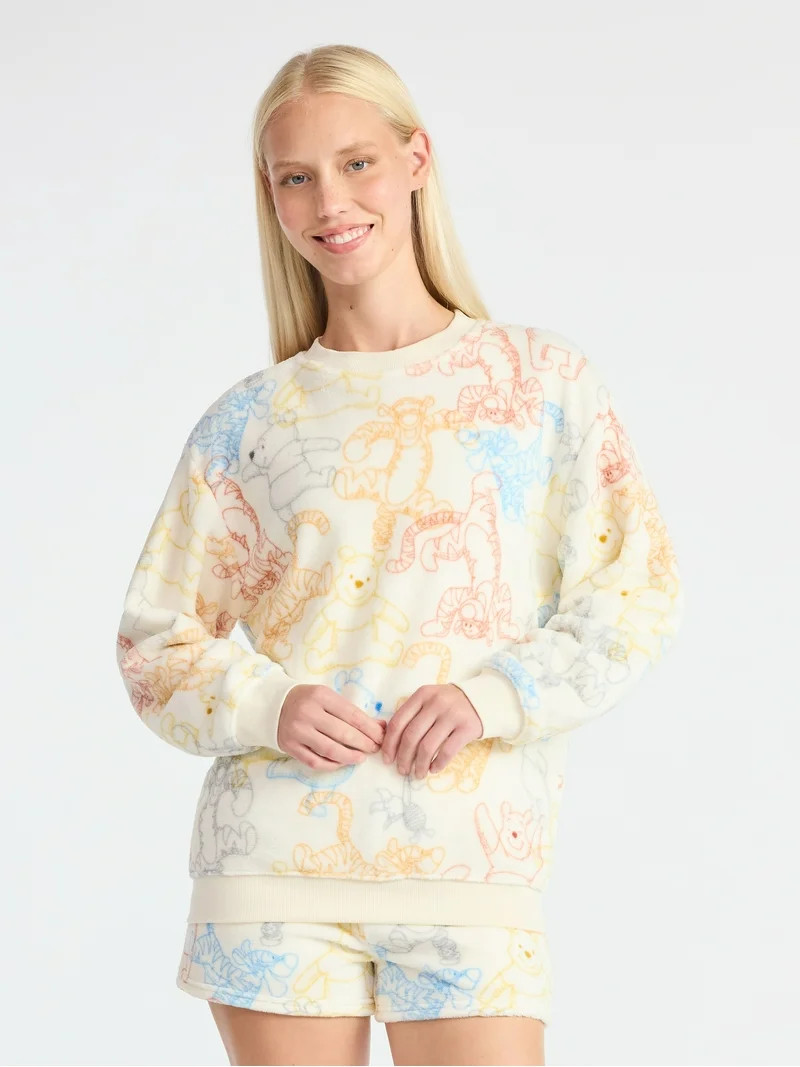 Winnie the Pooh Women’s Graphic Print Crewneck Sweatshirt with Long Sleeves, Sizes XXS-XXL | Walmart (US)