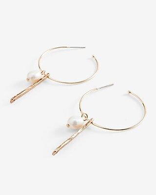 Pearl and Bar Drop Hoop Earrings | Express