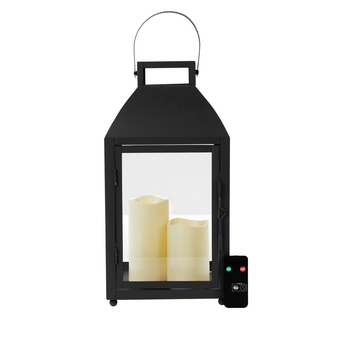 Chris & Peyton Medium Lantern with LED Candles and Remote - 9964367 | HSN | HSN