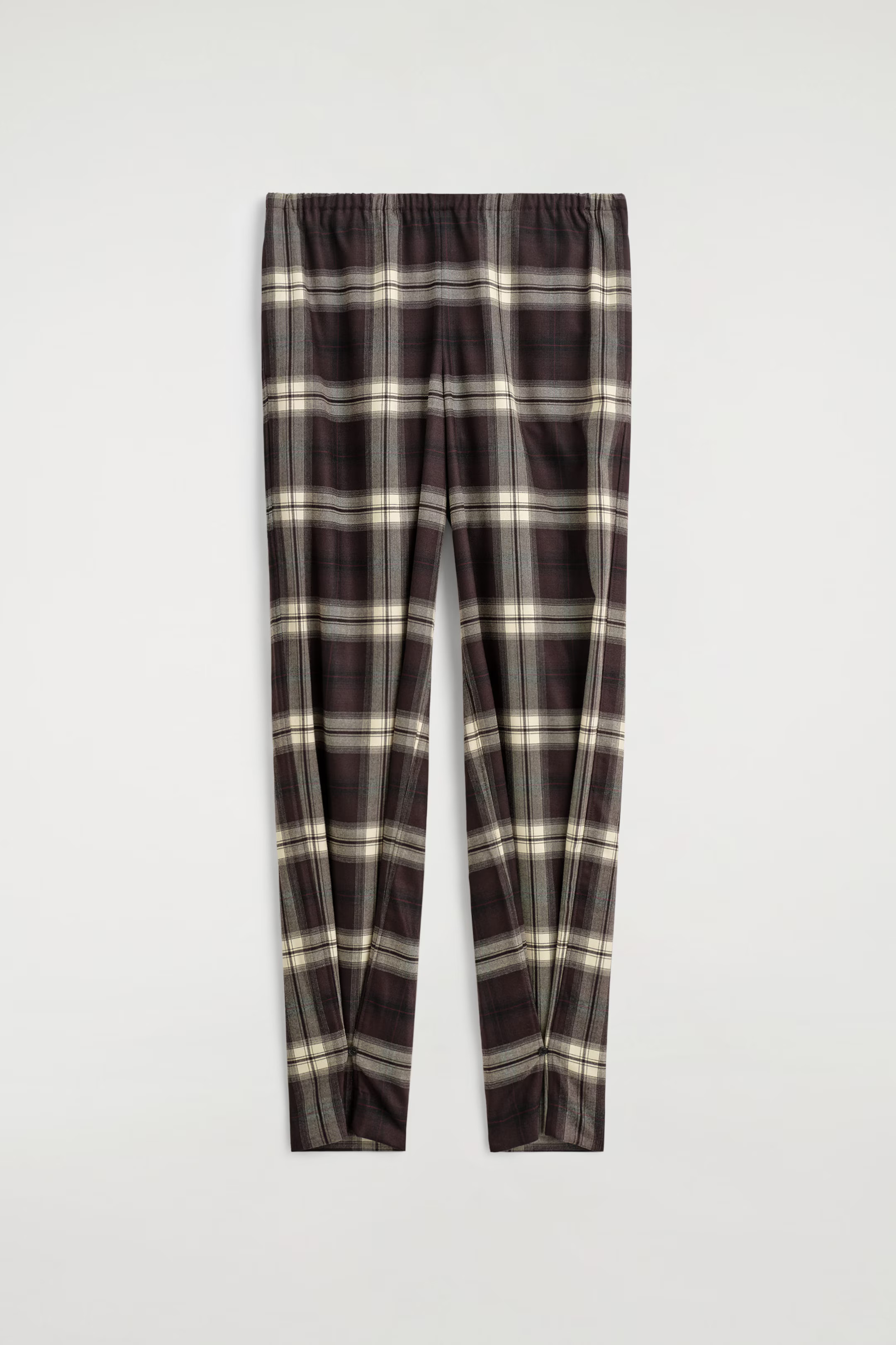 CHECKED BARREL-LEG TROUSERS - BURGUNDY / CHECKED | COS GB | COS UK