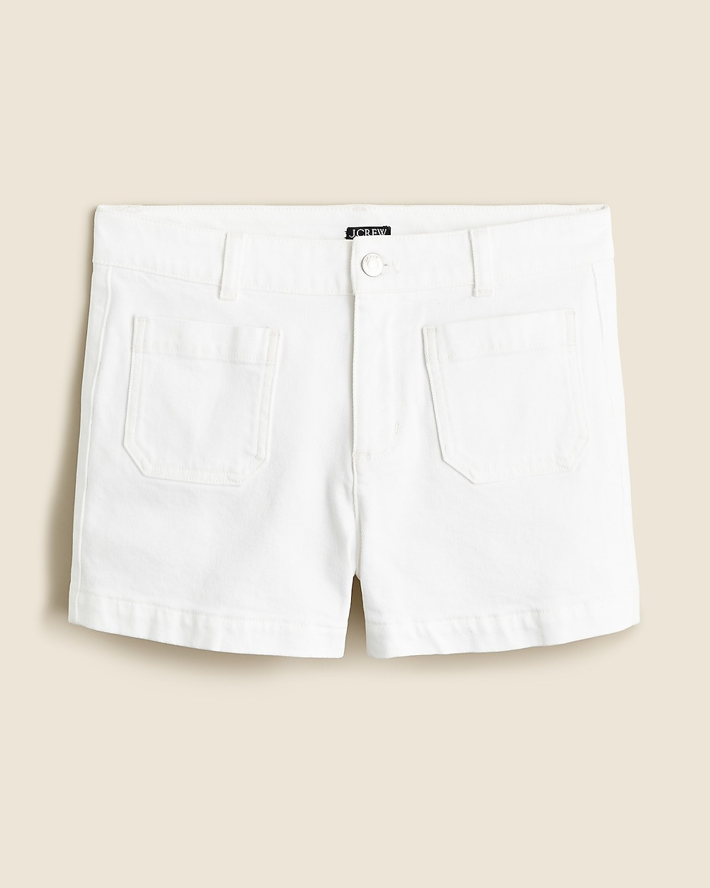Patch-pocket denim short in white | J. Crew US