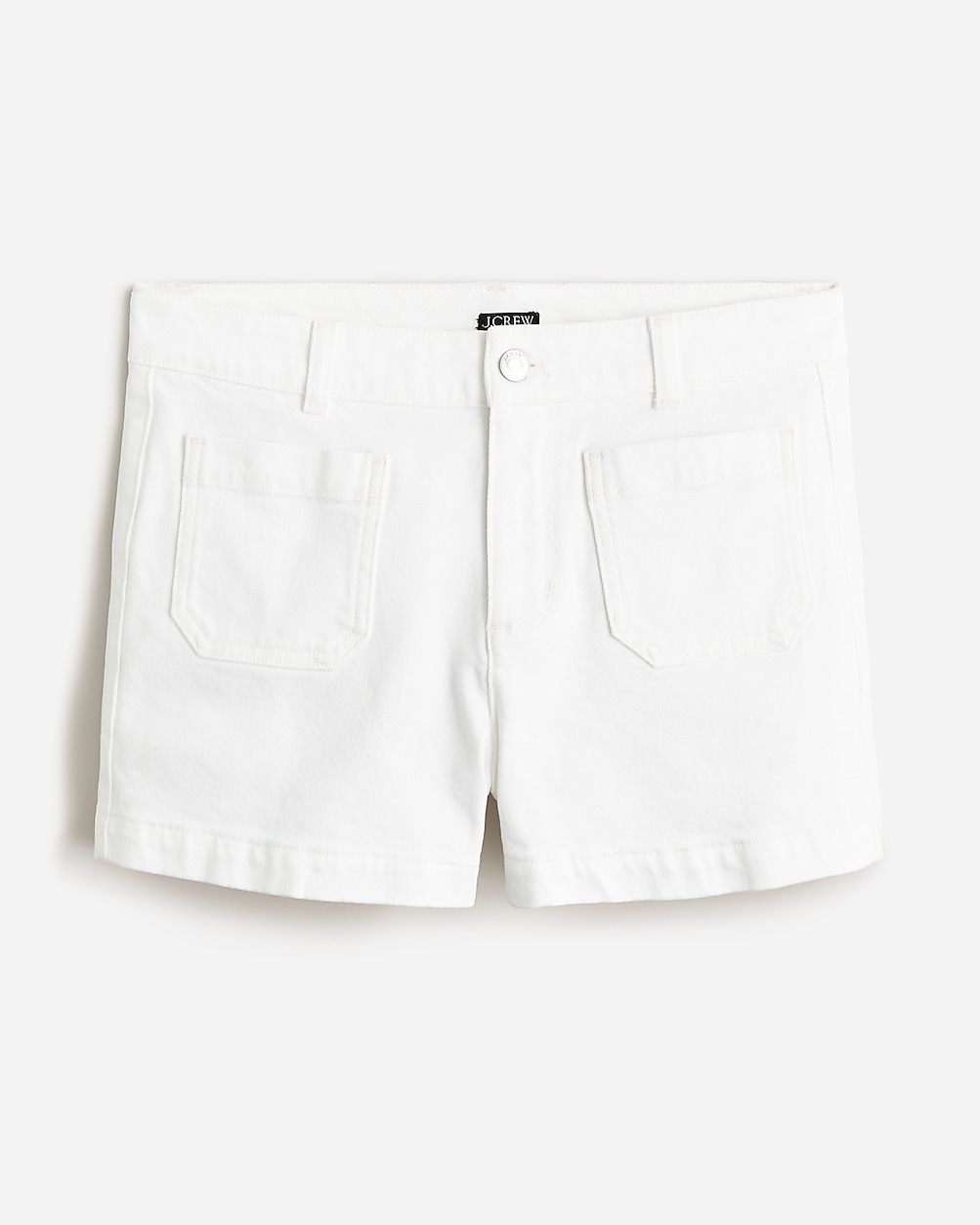 Patch-pocket denim short in white | J.Crew US