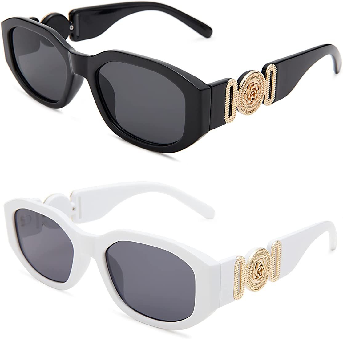 Hycredi Rectangle Sunglasses for Women Men Retro Driving Glasses 90’s Vintage Fashion Irregular... | Amazon (US)