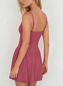 Women's Backless Spaghetti Strap Mini Bubble Dress Romper with Built in Shorts Summer Beach Vacat... | Amazon (US)