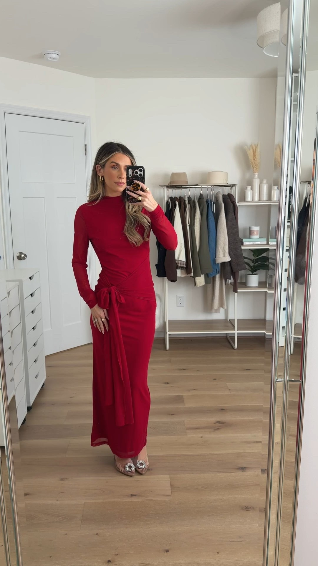 the most gorgeous long sleeve dress — I love the red but it also comes in a few other colors! I’m 5’2 wearing a xs 

Wedding guest dress
Valentines dress
Date night outfit 
Date night dress
Formal dress 

#LTKPetite #LTKWedding #LTKFindsUnder100