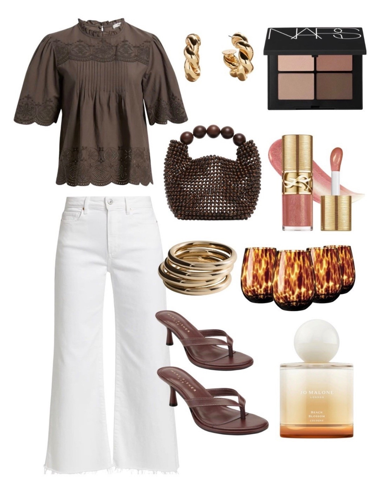 Styling white jeans 
Spring outfit 
Vacation outfit 
Brown sandals
Tortoise shell glasses 

#LTKSeasonal #LTKdayinmylife