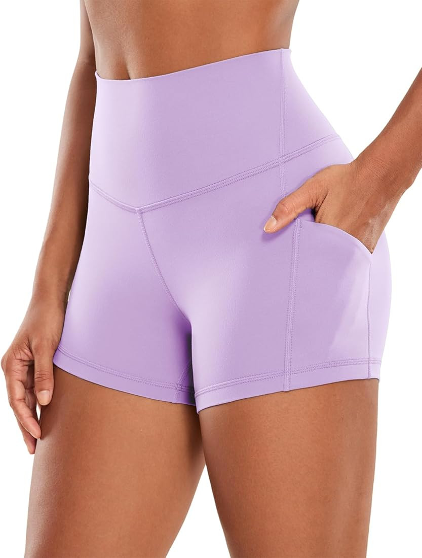 CRZ YOGA Womens Butterluxe Biker Shorts with Pockets 3 Inches - High Waisted Volleyball Workout A... | Amazon (US)