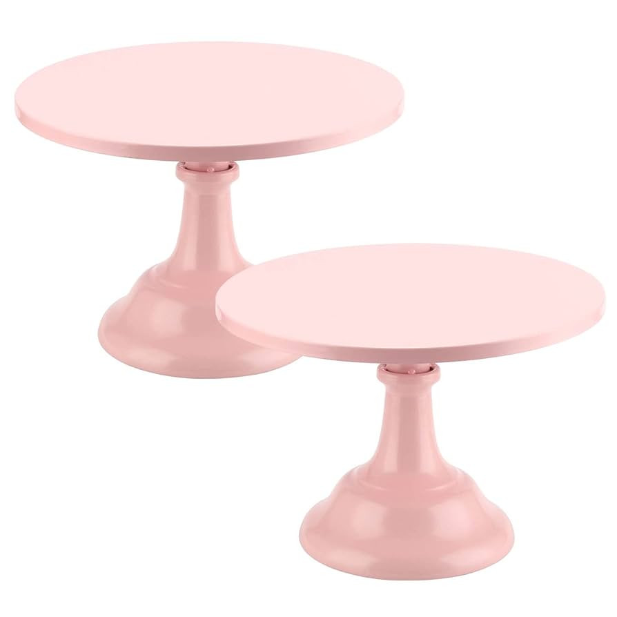 2 Pack Pink Cake Stand, 10 Inch Adjustable Height Cake Stand Pink Round Metal Cupcake Stand for H... | Amazon (US)