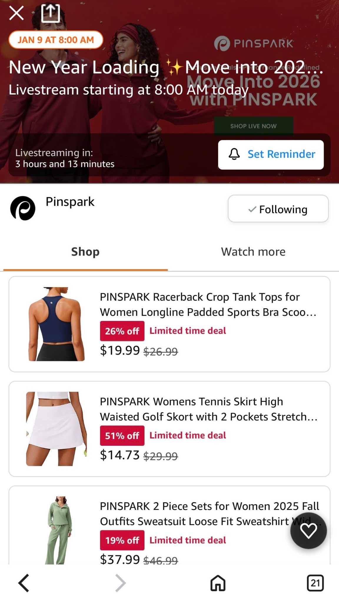 8 am today on Pinspark fashion live Amazon Live ! Join me to shop LTK fitness goals and LTK ootd LTK active girl style on sale! LTK sale alert and LTK finds under 50! 

#LTKSaleAlert #LTKActive #LTKFindsUnder50