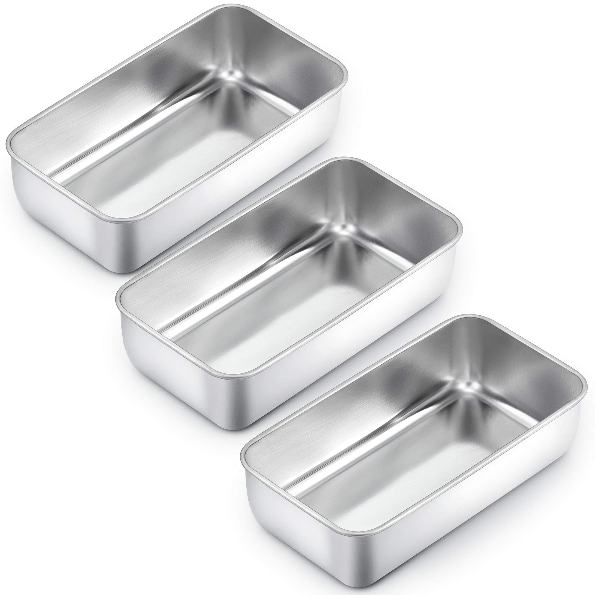 TeamFar Loaf Pan Set of 3, 9¼" × 5" Bread Loaf Pans Meatloaf Pan Stainless Steel for Baking Bre... | Amazon (US)