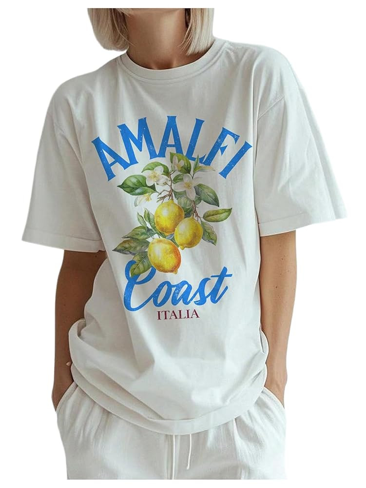 GORGLITTER Women's Lemon Shirt Graphic Short Sleeve Crewneck T Shirts | Amazon (US)