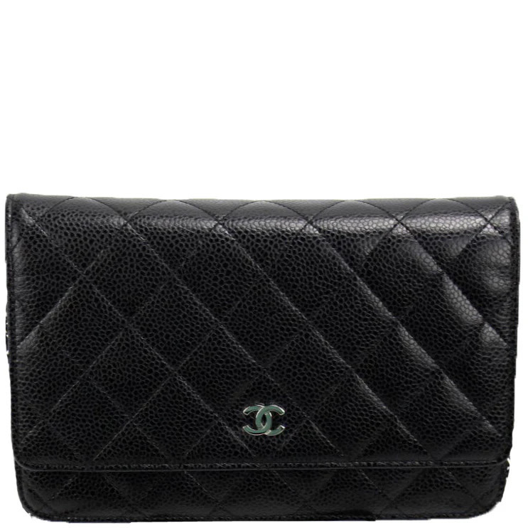 Wallet on Chain Quilted Caviar | Keeks Designer Handbags