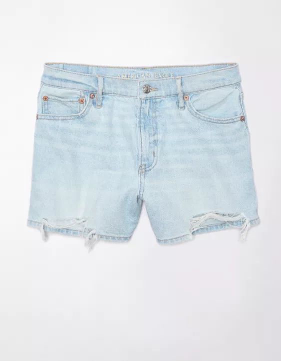 AE Strigid Super High-Waisted Relaxed Ripped Denim Short | American Eagle Outfitters (US & CA)