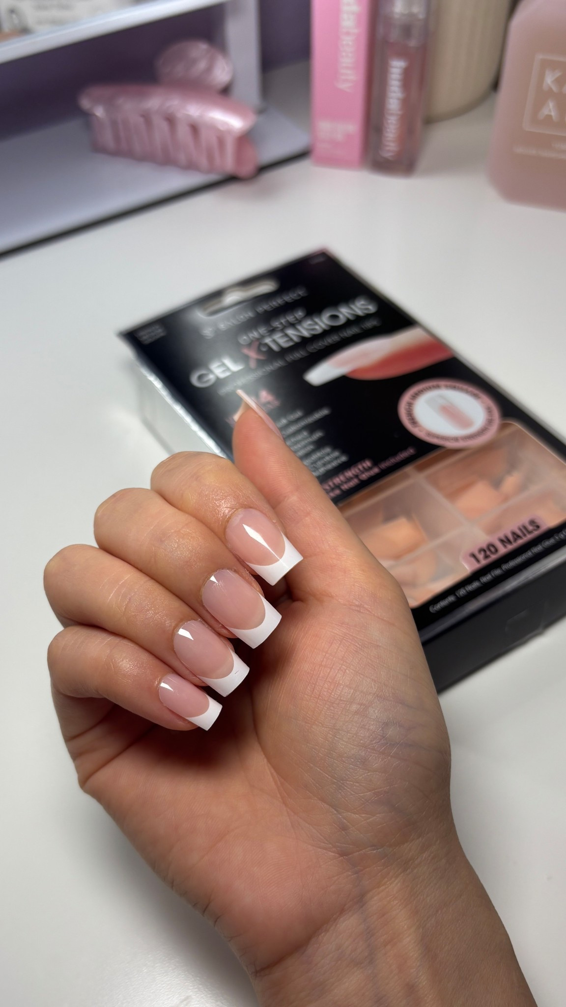 Gelx nails short frenchies 💅🏼 #gelxnails #nails #frenchtipnails #nailinspo 