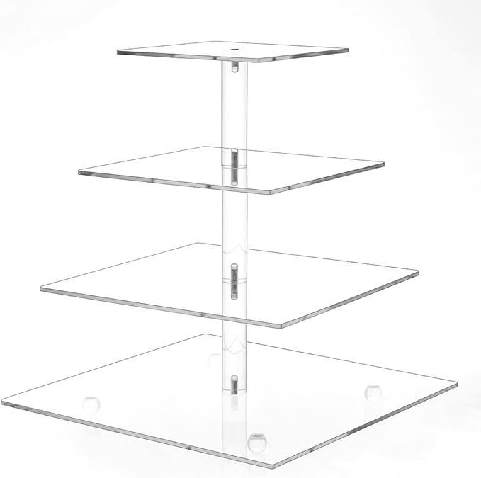 Clay Tonic 4 Tiered Square Acrylic Glass Premium Cupcake Holder-Cake Stand-Cupcake Stand-Dessert ... | Amazon (US)