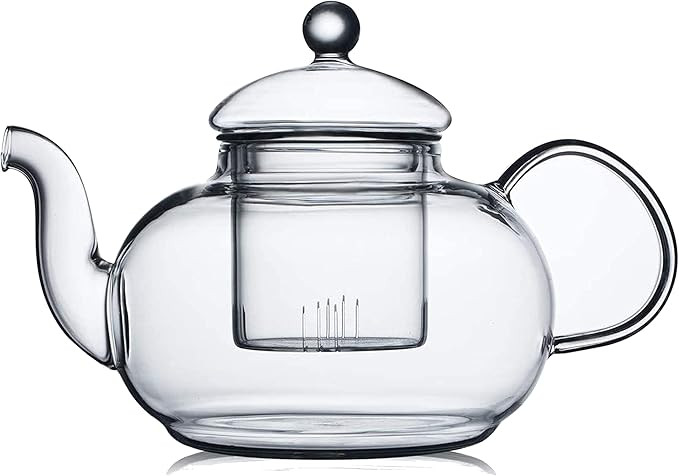 CNGLASS Glass Teapot Stovetop Safe,Clear Teapot with Removable Infuser 20.3 oz,Loose Leaf and Blo... | Amazon (US)