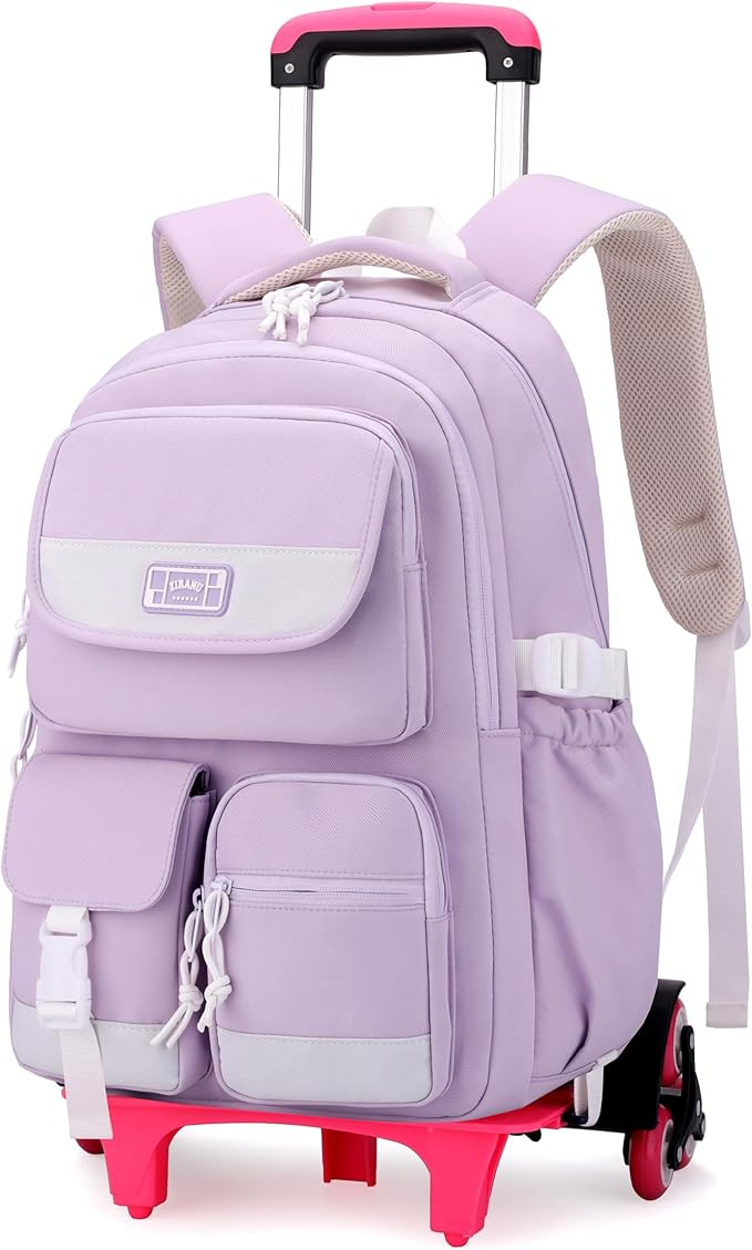 MITOWERMI Rolling Backpack for Girls, Backpack with Wheels for Girls, Kids Roller Trolley Bags Wh... | Amazon (US)