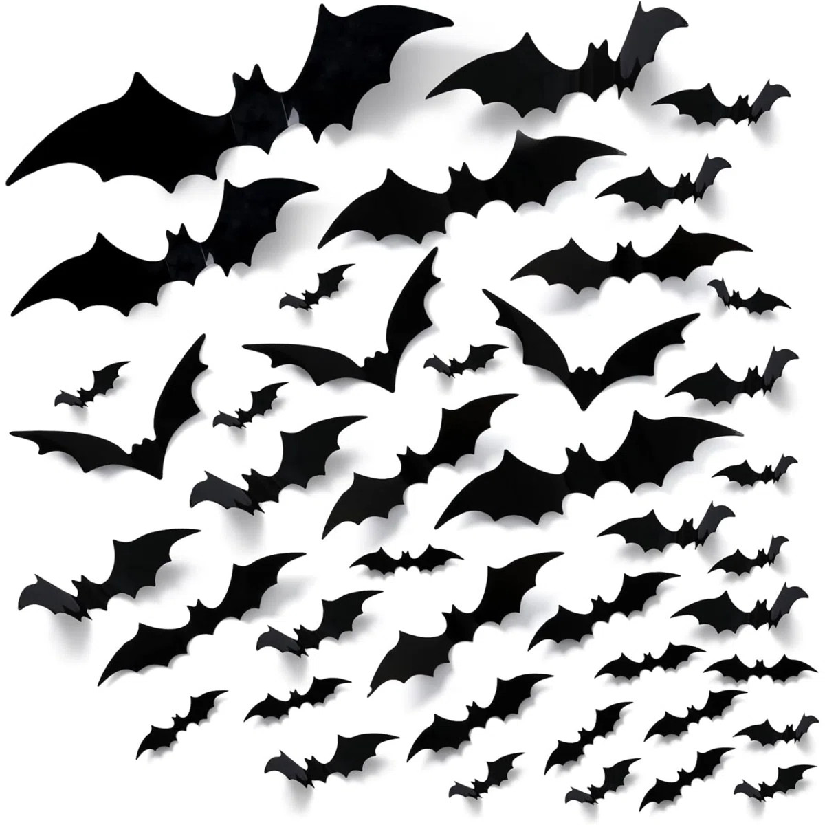 Bats Wall Decor, 100Pcs 3D Bat Halloween Decorations, 6 Different Sizes PVC Black Bat Sticker For... | Wayfair North America