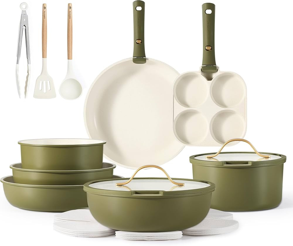 CAROTE 19pcs Pots and Pans Set, Nonstick Cookware Set Detachable Handle, Induction Kitchen Cookwa... | Amazon (US)