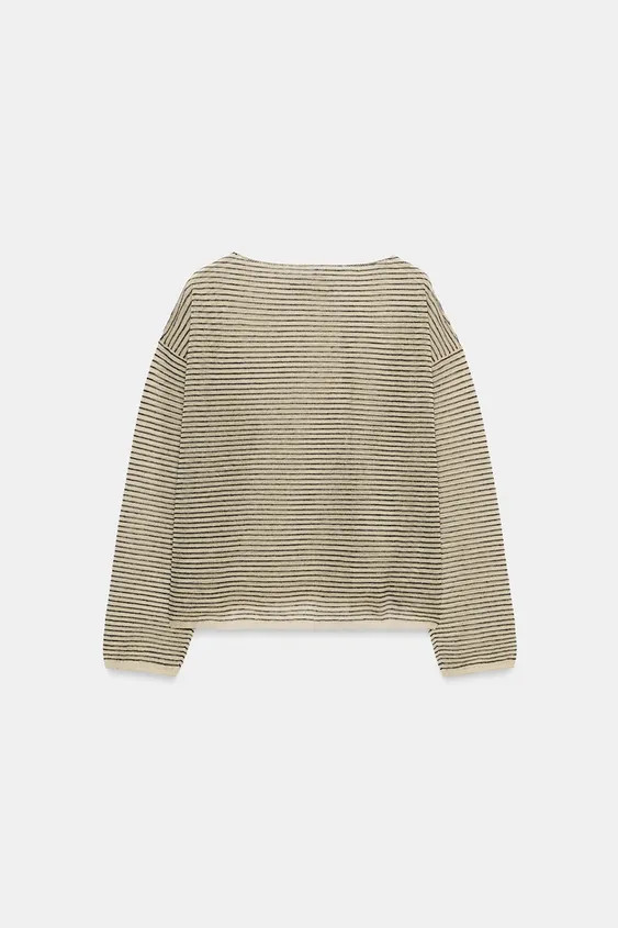 Fine knit jumper with 25% linen. Round neck and long sleeves. | Zara US