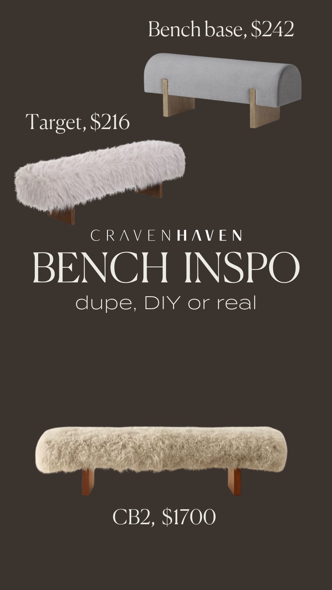 The bench base is great if you want to use a real shearling blanket you already own to achieve a closer final product to the CB2 bench. The dupe has come out since I bought all of the products to make my own dupe, it’s a great deal for the look for less!

#LTKHome