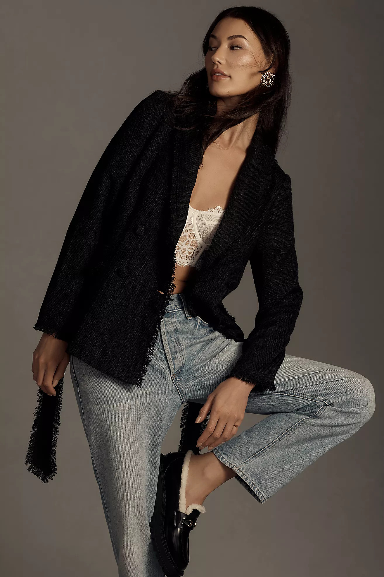 Bishop + Young Frayed Edge Belted Blazer | Anthropologie (US)