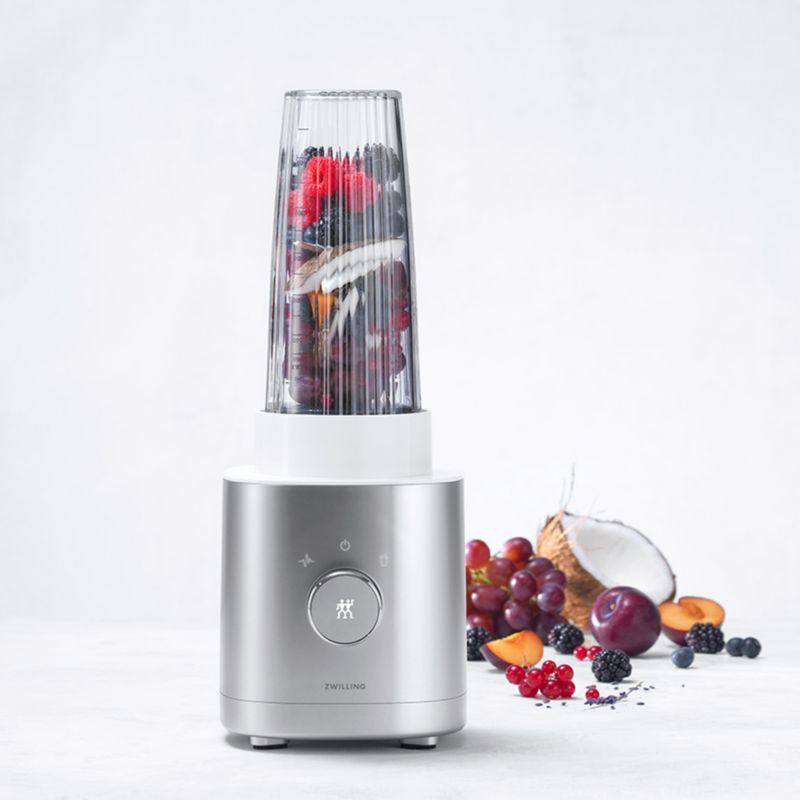 ZWILLING Enfinigy Silver Personal Blender + Reviews | Crate & Barrel | Crate & Barrel