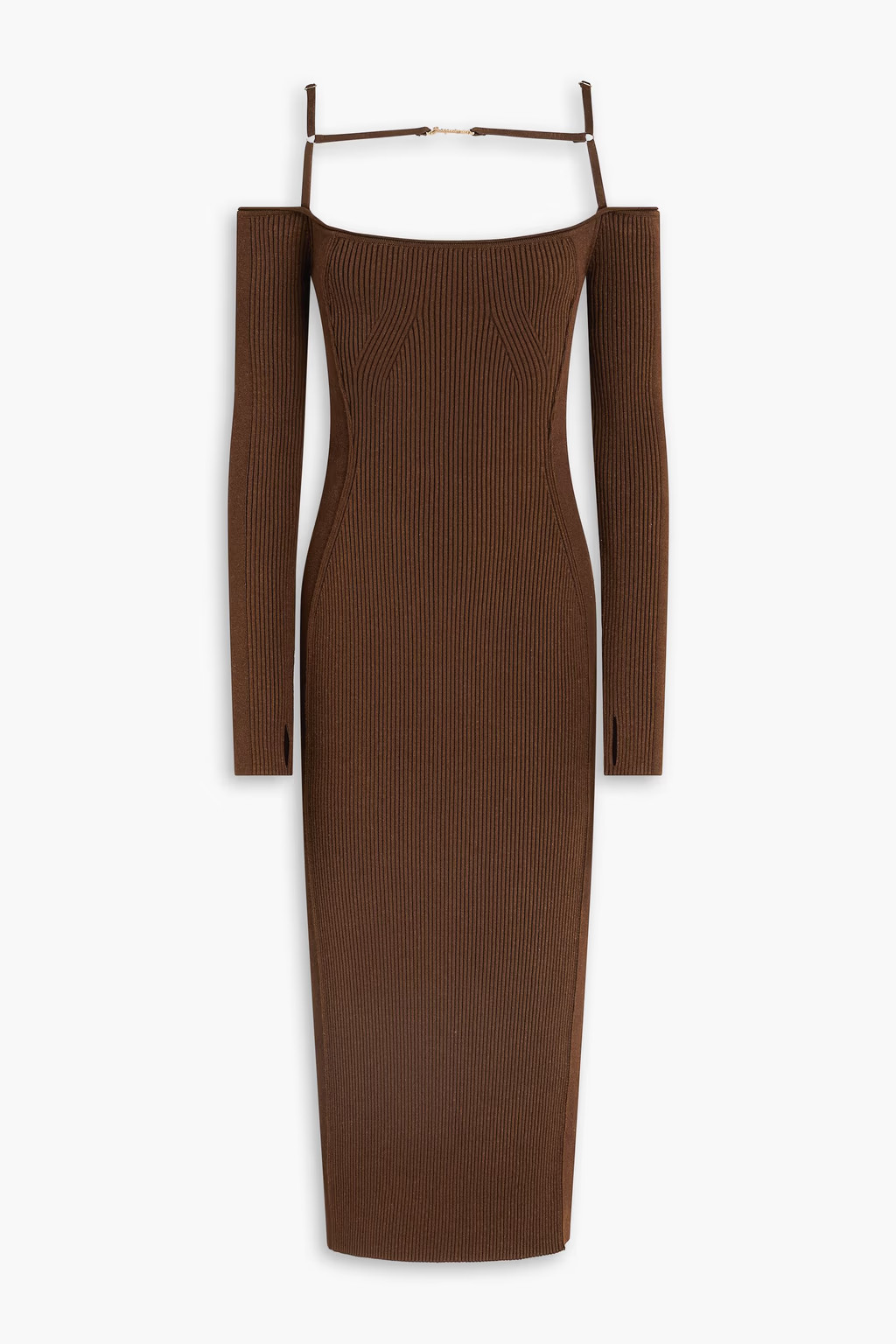 Sierra off-the-shoulder ribbed-knit midi dress | The Outnet (US and CA)