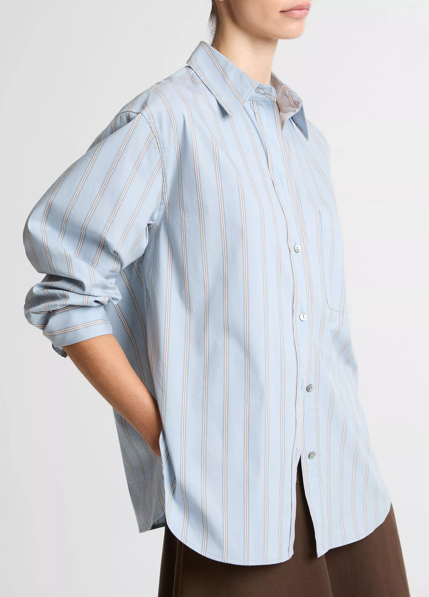 Striped Cotton-Blend Button-Front Shirt | Vince LLC