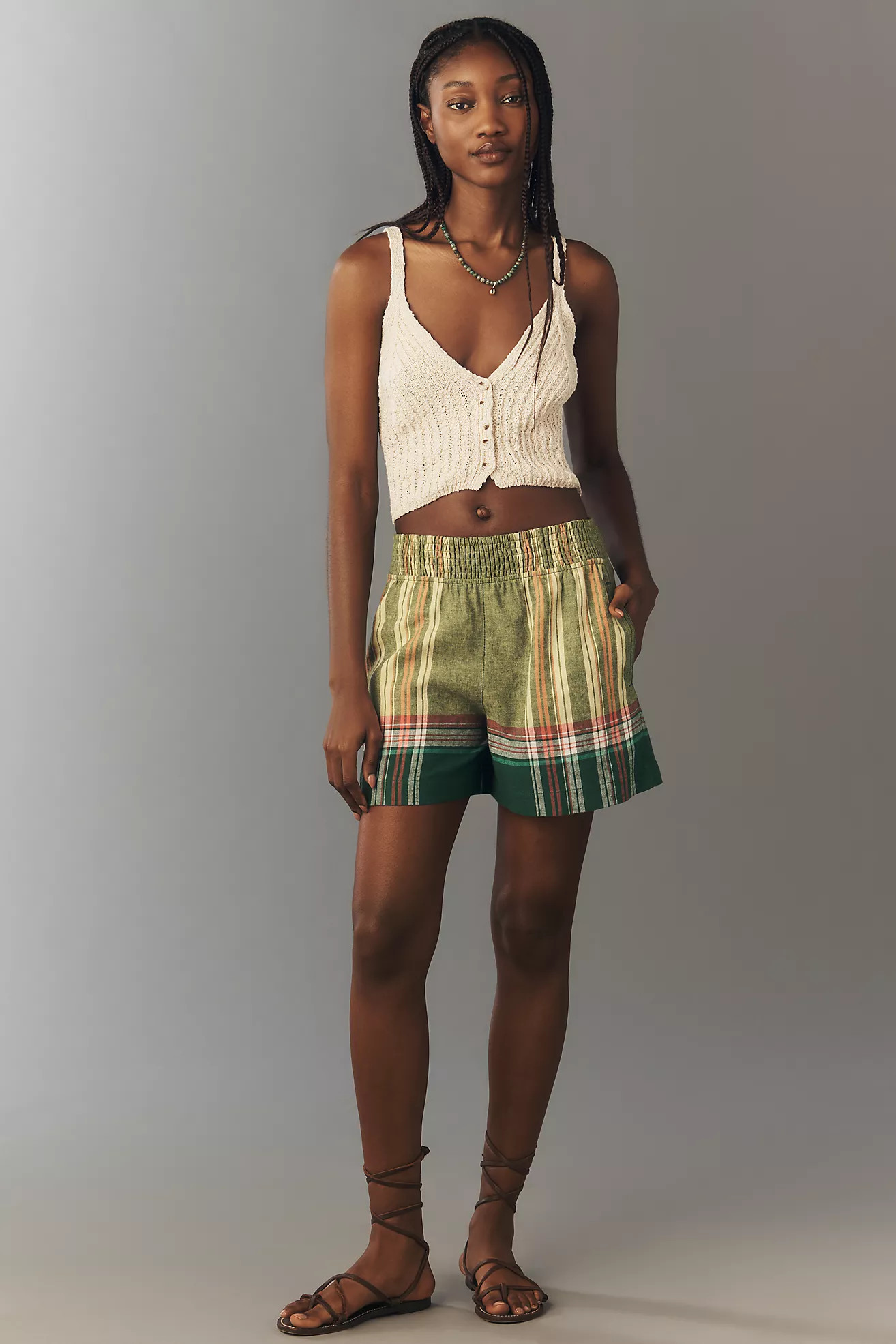 Pilcro Linen Smocked Shorts | Anthropologie (US)