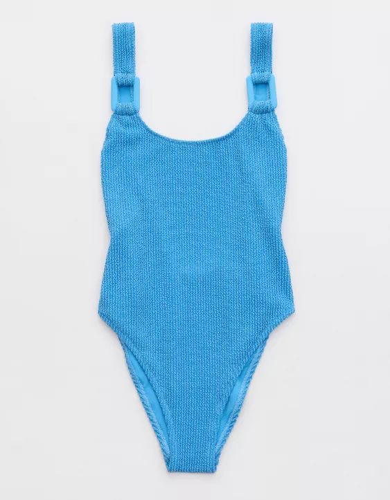 Aerie Shimmery Crinkle Birthday Scoop Cheekiest One Piece Swimsuit | American Eagle Outfitters (US & CA)
